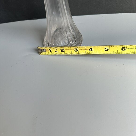 Vintage Clear Swung Glass Tulip Fluted Ribbed Vase MCM 17" Tall Stretched Vase - Picture 8 of 12